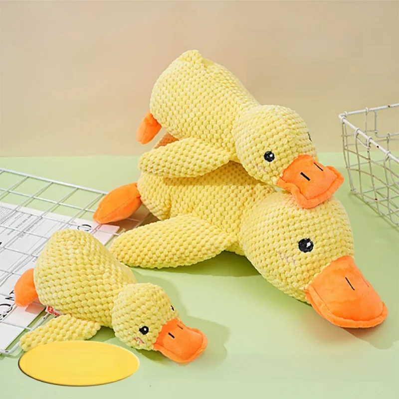 Squeaky Dog Plush Duck Toy Bite Resistant Pet Chew Toy Teeth Grinding Relief Companion Sleeping Duck for Dog Chew Play photo 6