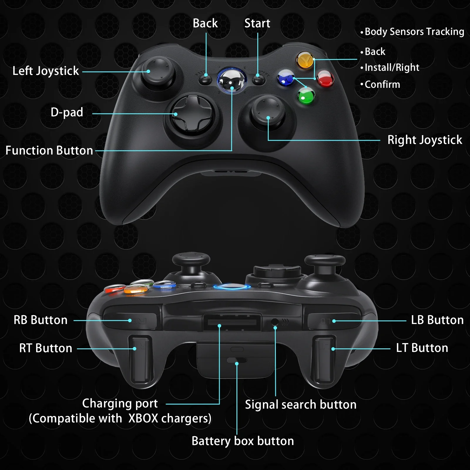 Wireless Gamepad Controller 2.4GHz ,Dual-Vibration Turbo Function ,For Xbox 360/360 Slim/Pc Game Controller Joystick photo 4