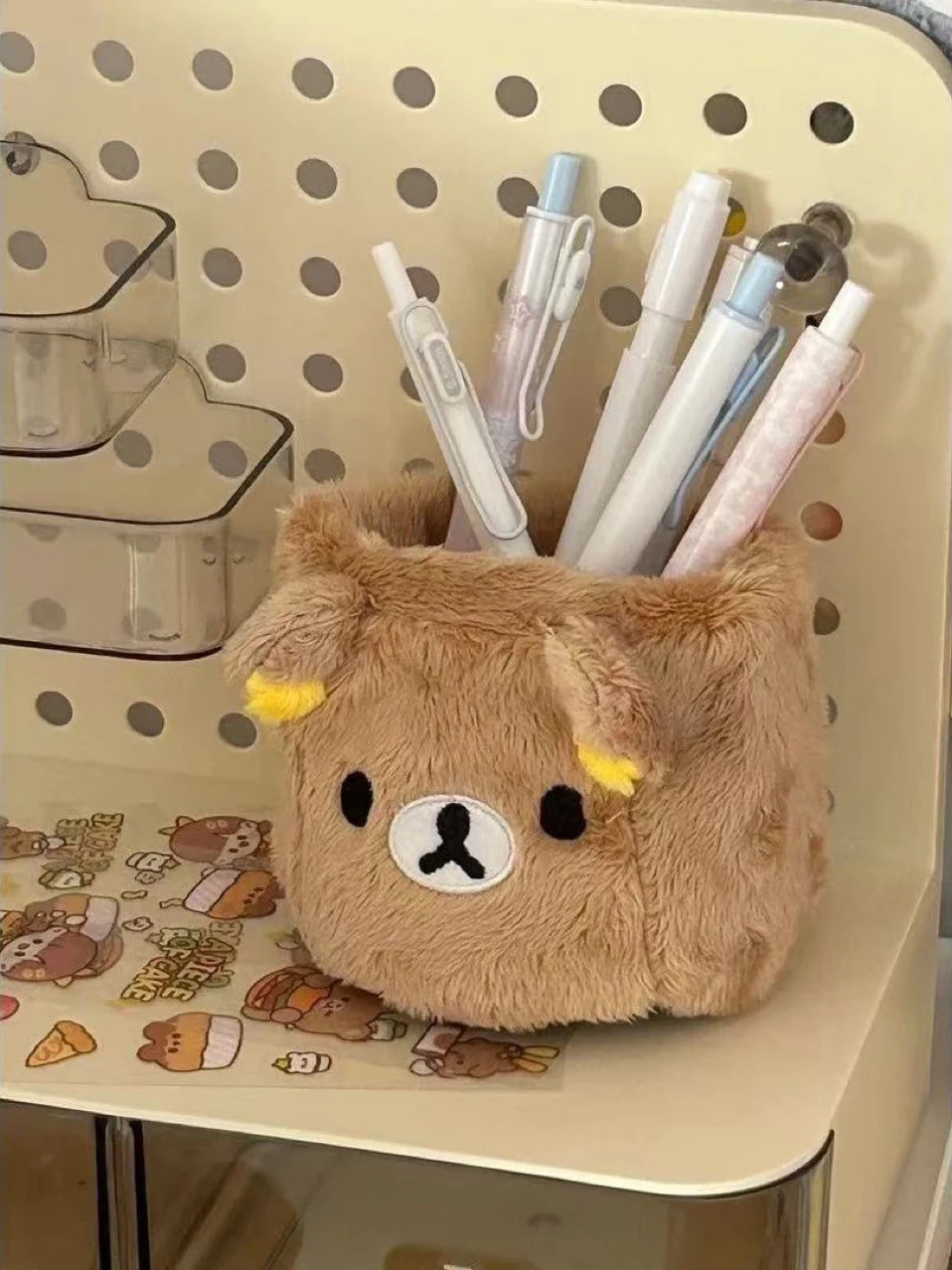 Plushes Pencil Holder Cosmetics Pen Container Kawaii Desk Accessories Office Organizer Kid Stationery Storage Box Gift photo 5