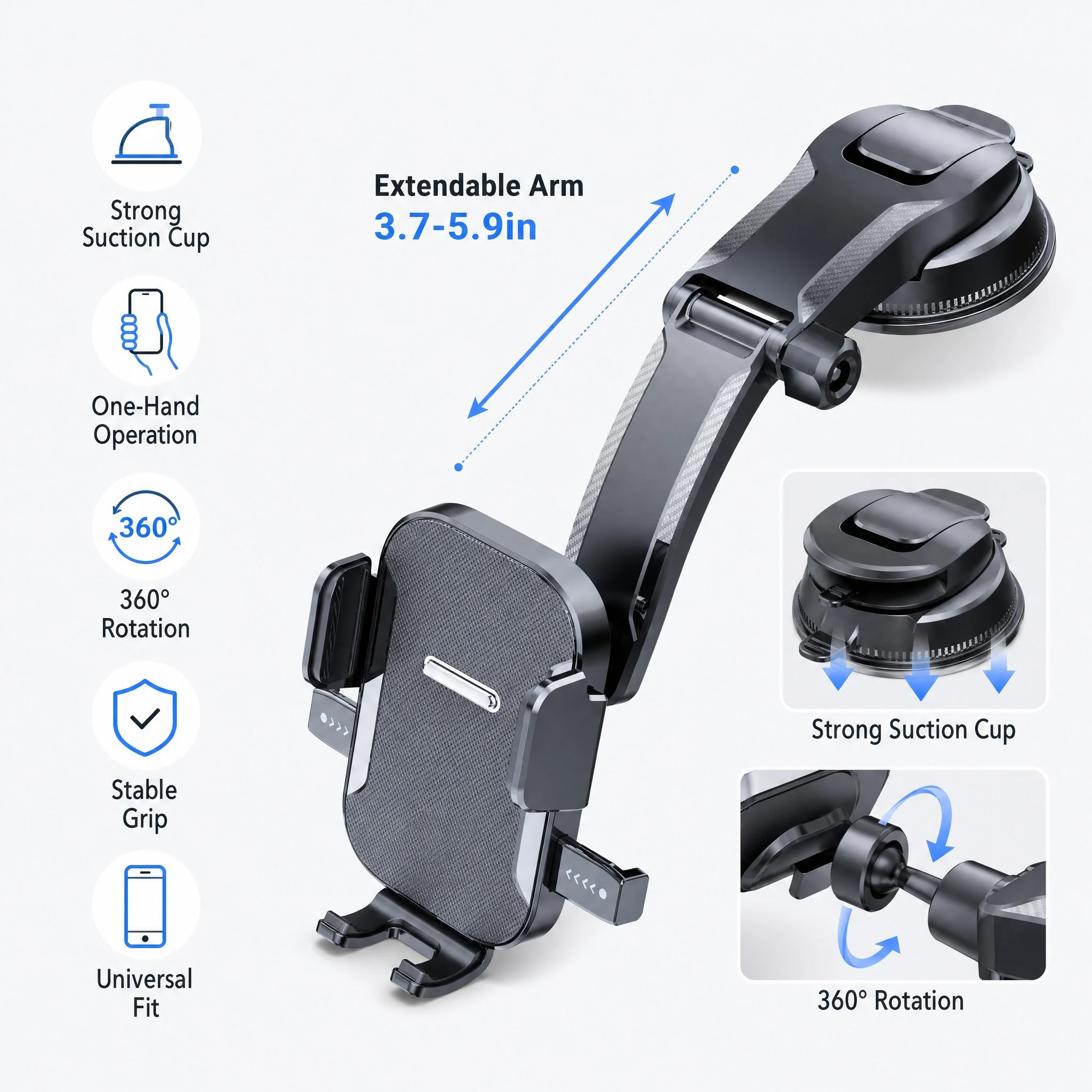 Car Phone Holder – Nano Flexible Silicone, 360° Rotation, Doesn't Block Screen, Compatible with iPhone Series for iPhone 17 photo 6
