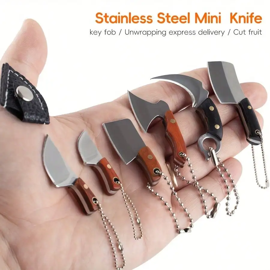 Damascus Mini Axe-Shaped Knife Set EDC Knife Set Package Opener Cutter Box Knife photo 1