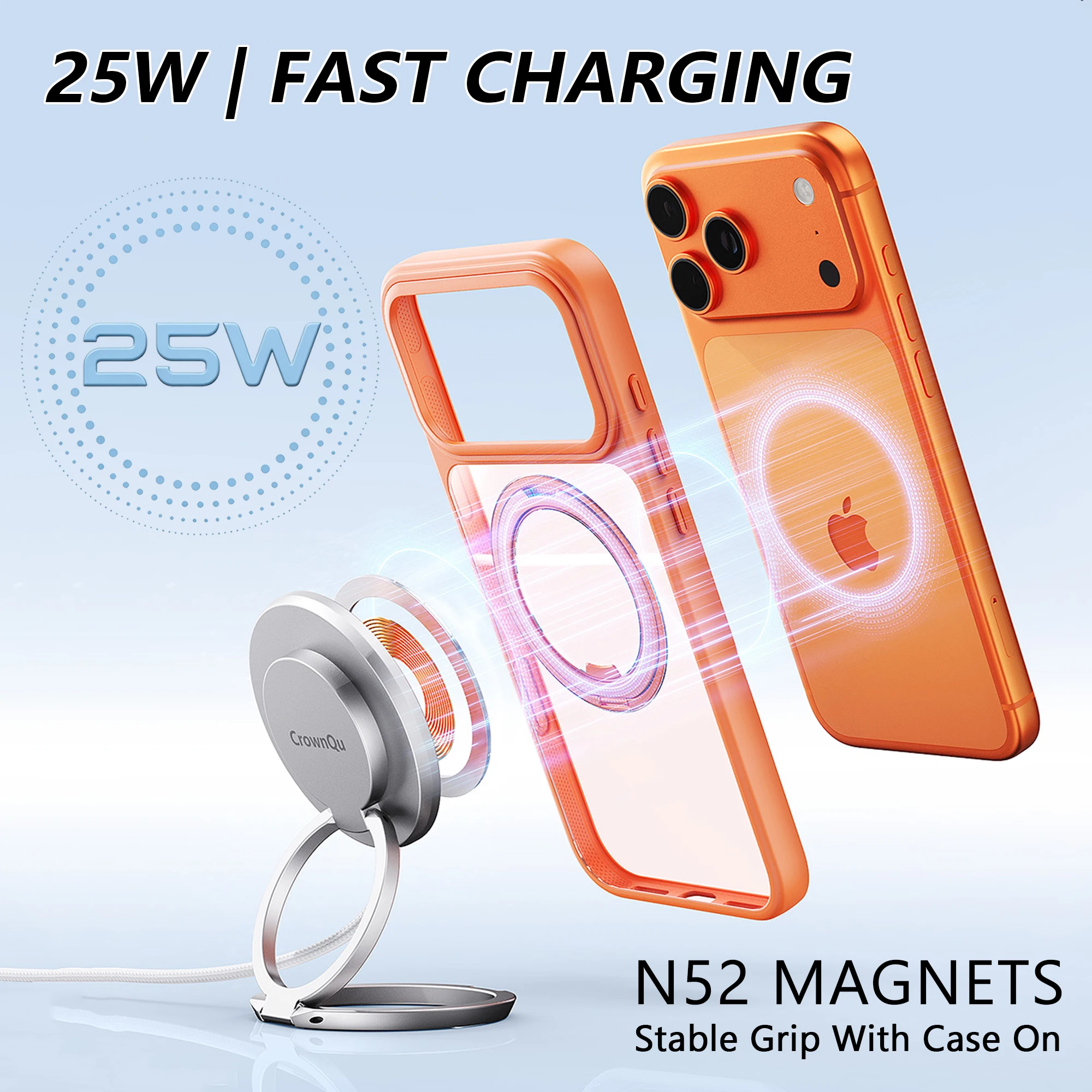 Qi2.2 Magnetic Wireless Charger Stand Foldable 25W Fast Charging with 47.2" Cable For iPhone 17 16 Pro Max Huawei Xiaomi ipad photo 3