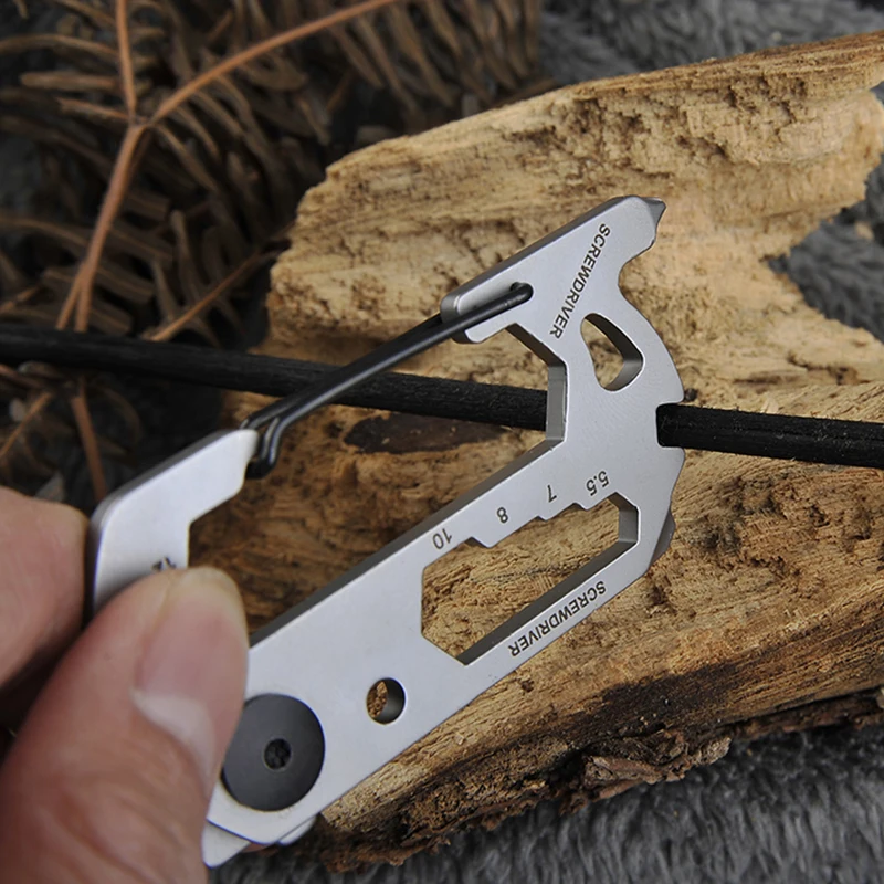 Multifunction Climbing Carabiner EDC Keychain Gear Outdoor Tools Camping Hiking Stainless Steel Wrench Bottle Opener photo 1
