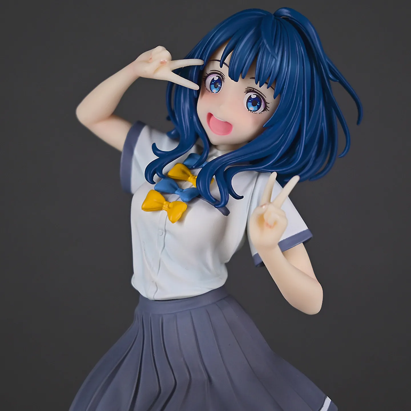 Anime Figurine Blue Hair School Uniform Figure Pvc Collectible Statue Geometric Base Desktop Decoration Display Birthday Gifts photo 3