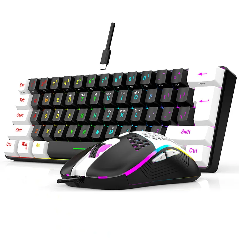Keyboard and Mouse Sets 60% RGB Gaming with Keyboards Mouse Combo PC Kit Gamer Backlit Mini 61 Keys Computer Wired Set Key Board photo 2