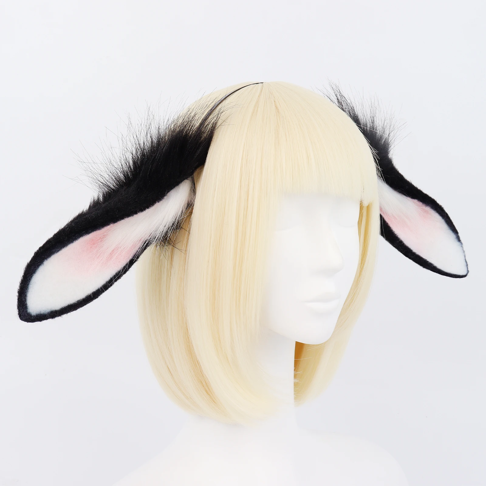Animal Rabbit Ears Headband Faux Fur Bunny Headwear Plush Hairband Party Cosplay Costume Accessories photo 3