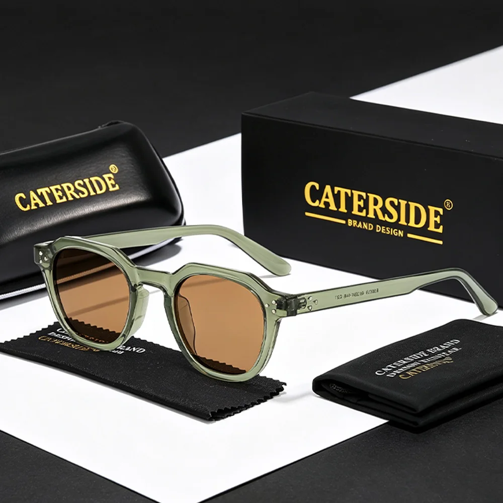 CATERSIDE Retro Polarized Sunglasses Men Ultralight TR90 Frame Polygon Women Sun Glasses Outdoor High Quality Travel  Eyewear photo 1