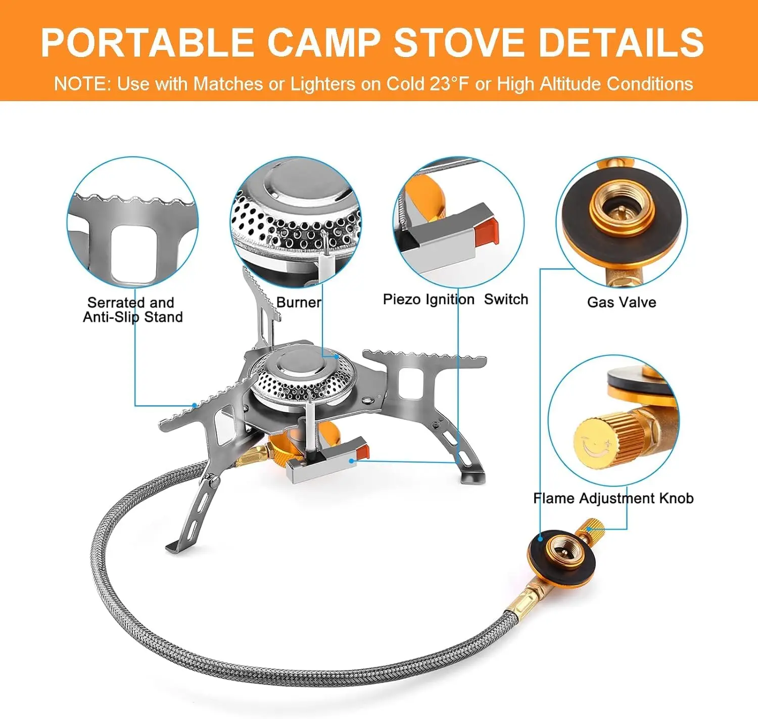 Foldable Camping Gas Stove 3500/5800W Big Power BBQ Picnic Burner Portable Outdoor Windproof Fishing Hiking Heating Stove photo 3