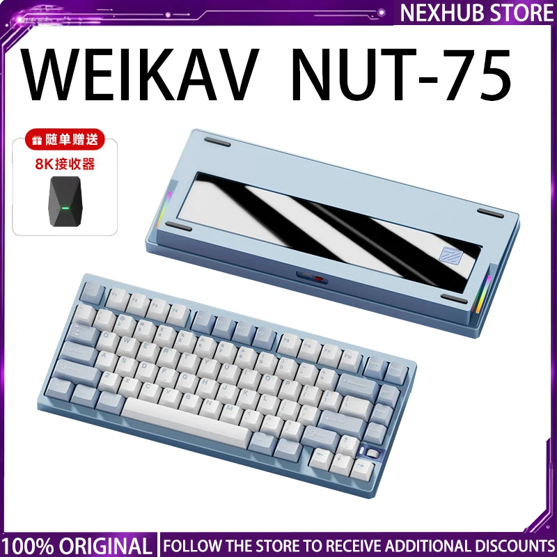 WEIKAV NUT75 Mechanical Keyboard Aluminum Alloy ARGB Music Rhythm Wireless Tri Mode Dual 8k Low Latency Gaming Keyboard photo 1