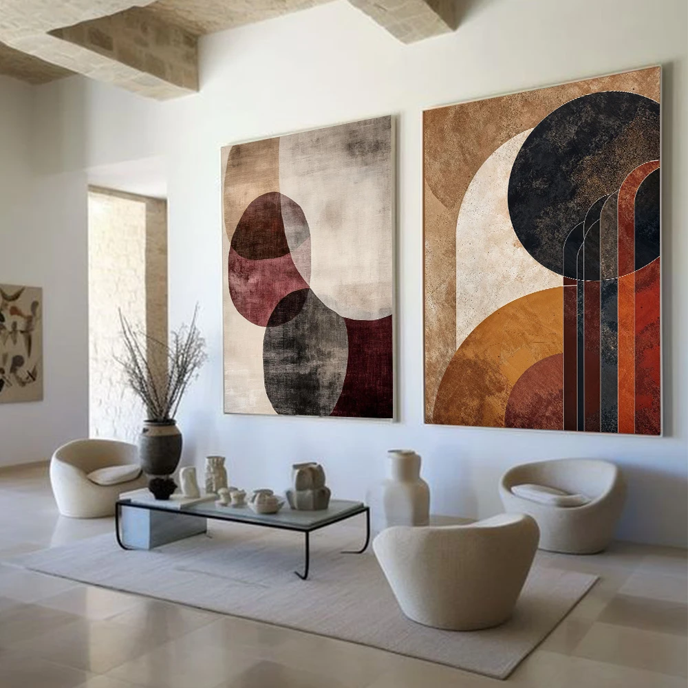 Abstract Geometric Canvas Painting For Office Living Room Home Decor Vintage Poster Wall Decor Minimalist Canvas Wall Art Mural photo 1