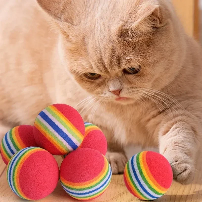100/10PCS Pet Toy Balls Interactive Rainbow EVA Balls Cat Dog Training Toys Soft Automatic Jumping Balls Pet Playing Supplies photo 2