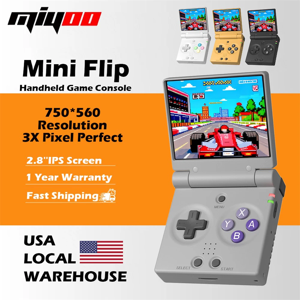 MIYOO Mini Flip Retro Handheld Game Console With New Hinge 2.8 inch IPS Screen Portable Video Game Players Consoles Classic Gaming Emulator Childhood Gifts photo 1