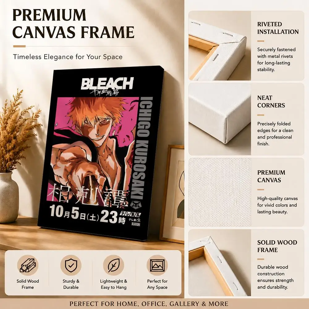 Anime B-bLEACH Painting Calligraphy Wooden Framed Canvas Poster Wall Art HD Waterproof Print Home Decor photo 5