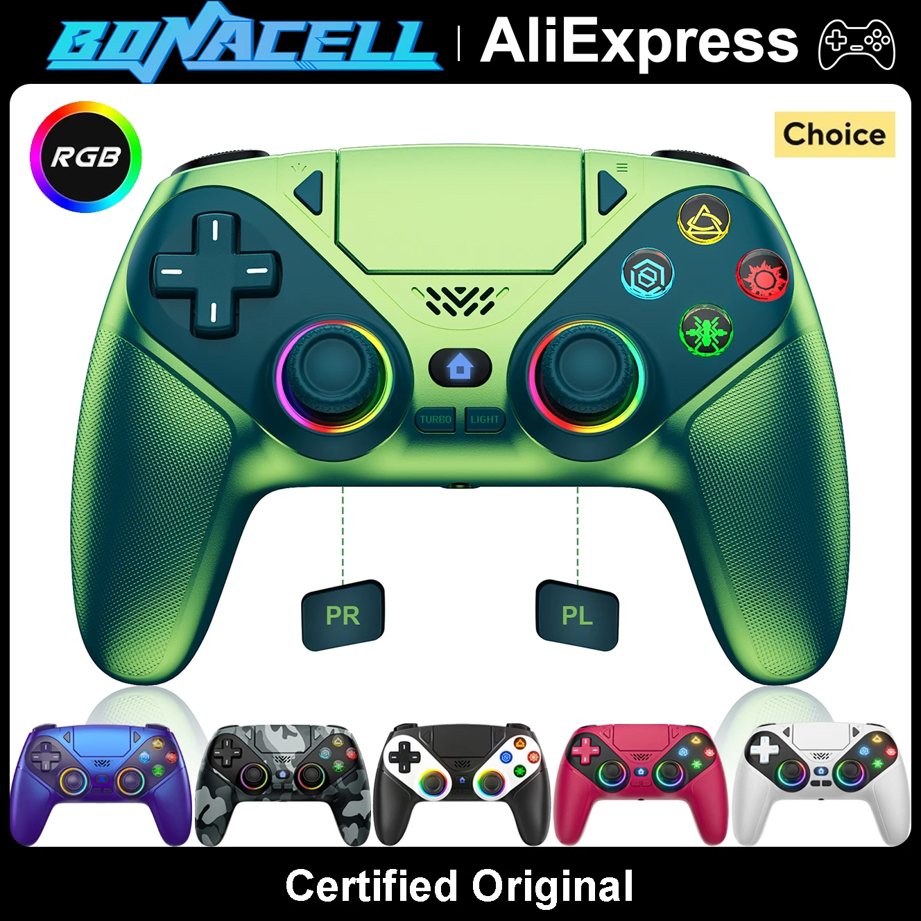 Controller For PS5/PlayStation 5 Pro/Slim/PC Wireless Gamepads RGB Hall Effect No Drift Game Joystick W/Dual Vibrate Marco/Turbo photo 1