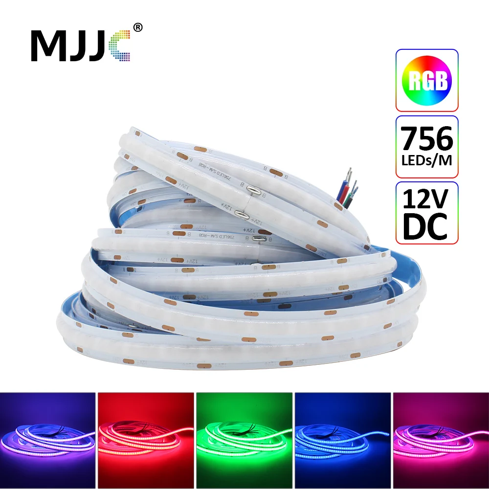 COB RGB LED Strips 12V DC 756LEDs 1M 2M 3M 4M 5M High Density Flexible FOB Tape Ribbon Lights for Room Decoration Lighting Lamp photo 1