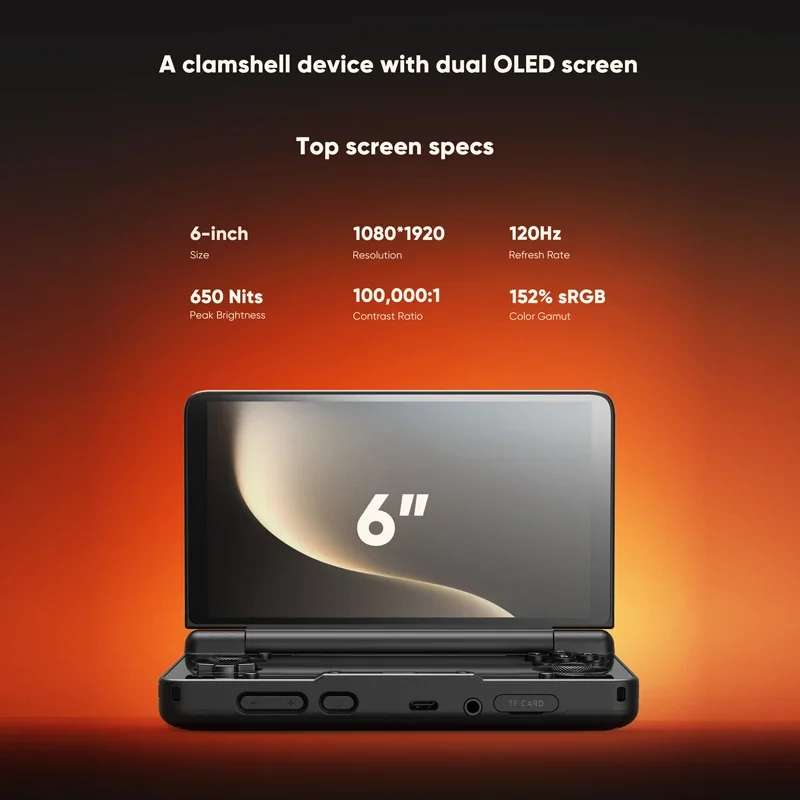 AYN THOR Clamshell Handheld Game Console 6" 120Hz AMOLED Snapdragon 8 Gen 2 4K DP Output Snapdragon 8 Gen 2 6000mAh 27W Fast Charge Retro Gaming Console Original photo 5