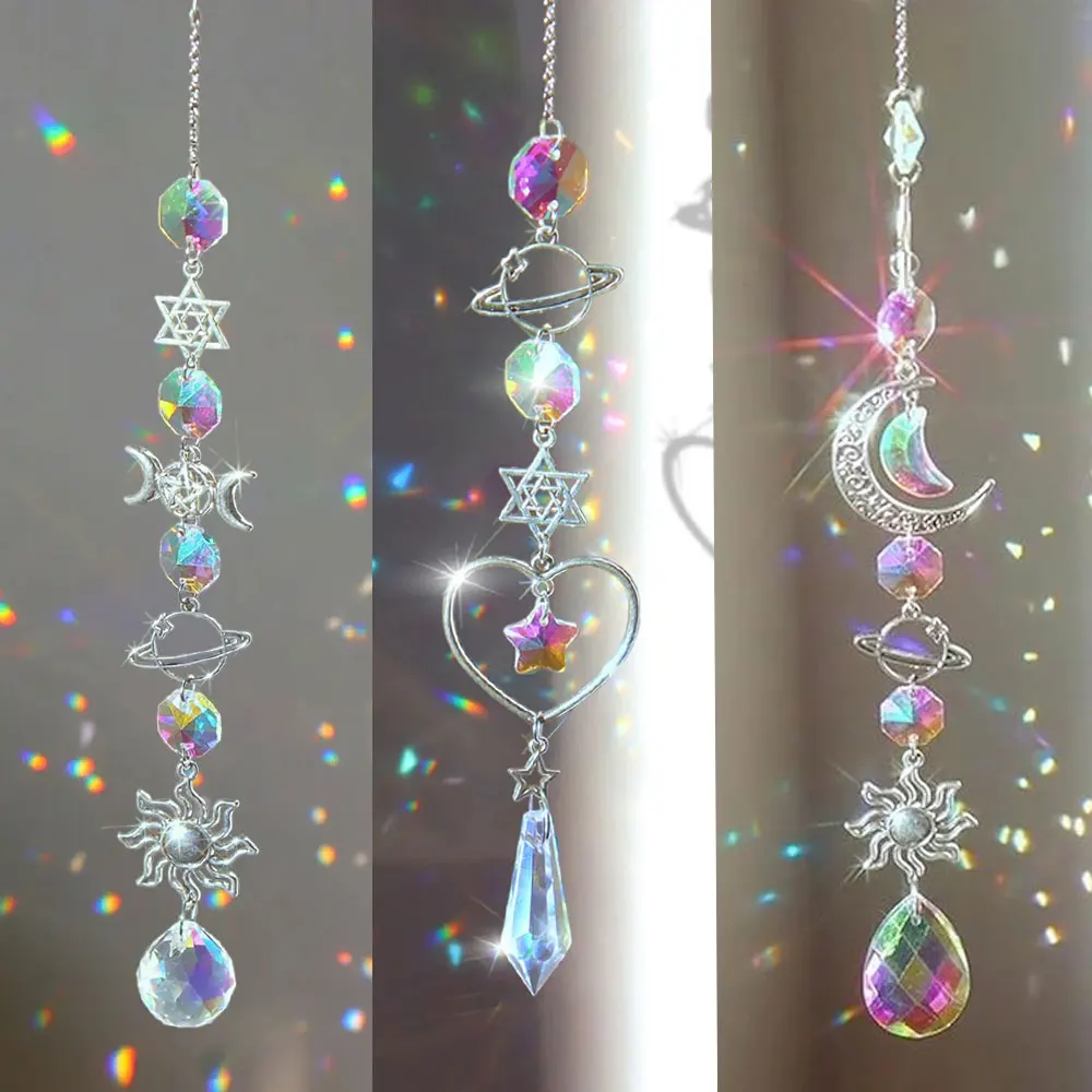 Crystal Wind Chime Rainbow Maker Sun Catcher Dream Catcher Pendant Home Garden Decor Wind Chime, Holiday, Festival, Home Decor, photo 1