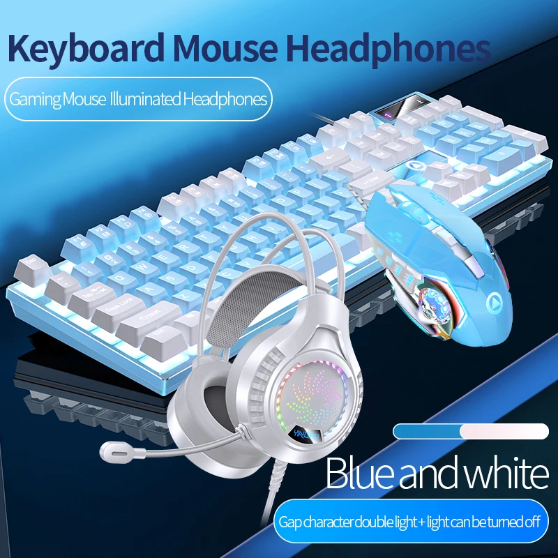 Gaming Keyboard Mouse Headphone Set Wired Backlight Game 104 Keys Keyboards 3600DPI Mice USD 3.5mm Headset Combos for PC Gamer photo 6