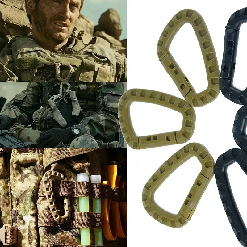 5/10/15/20pcs Tactical D-Shape Plastic Carabiner With Hard Spring Snap Clip ITW Keychain Gear Hook For Outdoor Camping Tools photo 4