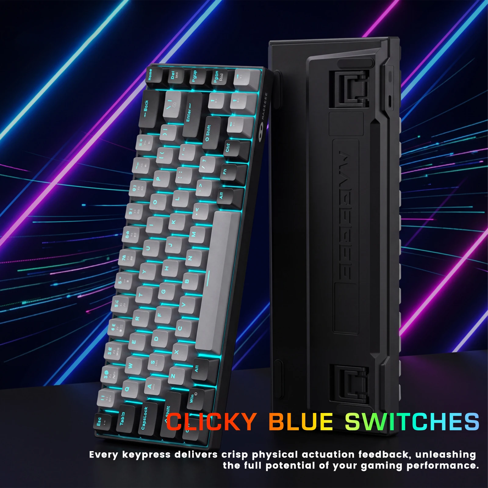 FocusOnPC MK-BOX Portable 60% Mechanical Gaming Keyboard, 68 Keys Compact Wired Keyboard with LED Backlight for Gaming & Office, Compatible with PC, Laptop & Mac, Free Random Mouse Pad Included photo 8