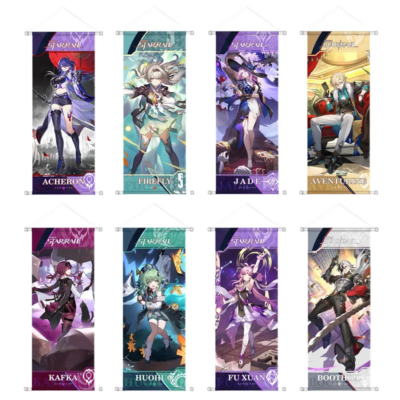 Honkai Star Rail Figure Scroll Canvas Painting Firefly Jade  Aventurine Acheron Wall Hanging Anime Poster Wall Art Room Decor photo 1