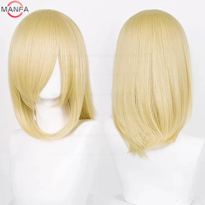 40cm Medium Basic Anime Cosplay Wig Bang Blond  Black White Red Pink Green Brown Gold Blue Heat Resistant Synthetic Hair Wigs photo 3