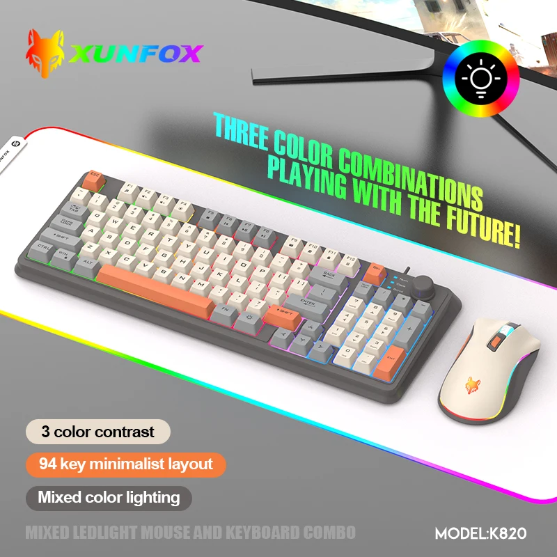K820 USB Wired Game Keyboard Mouse Set Illuminated Desktop/Laptop Home Office Female Male Keyboard photo 2