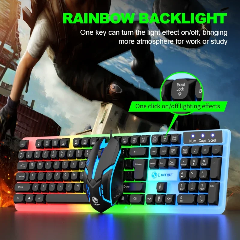 NG GTX350 Gaming Keyboard Mouse Combos Computer Laptop Backlight Gamer Kit LED Wired Usb Keyboard GTX350 Set-Black photo 1