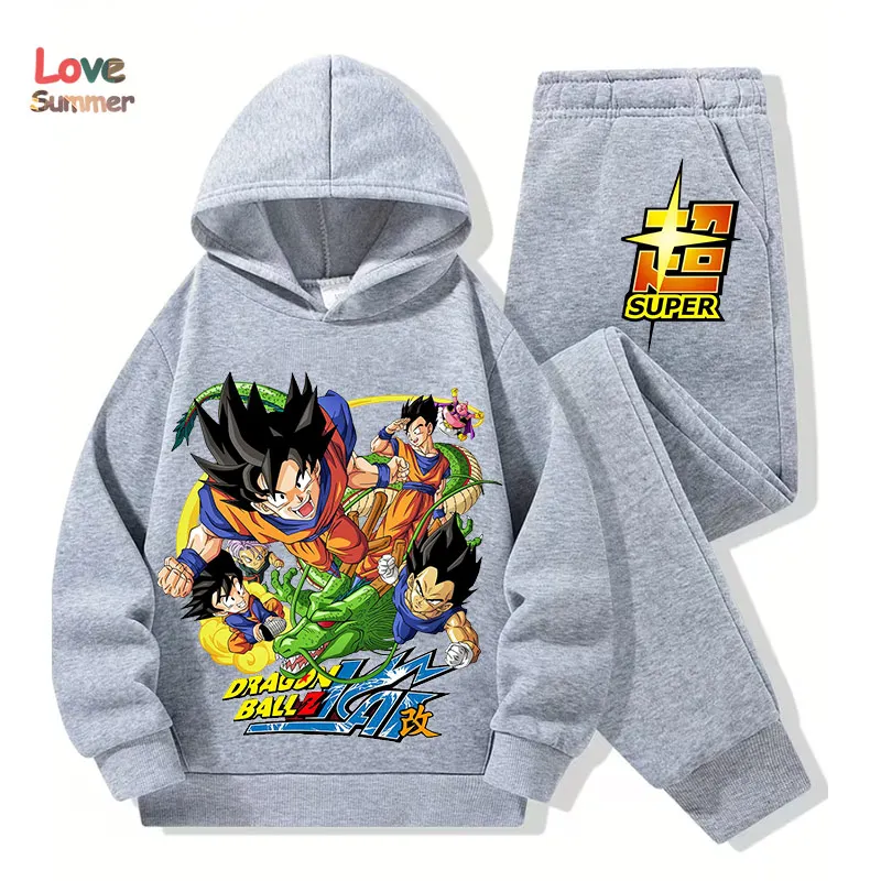 Anime hoodie pant 2pcs3-14 Years Kids Tracksuit DragonBall Clothes Goku Hoodie Boys Girls Sporty suit Ideal Daily Outdoor Wear photo 5