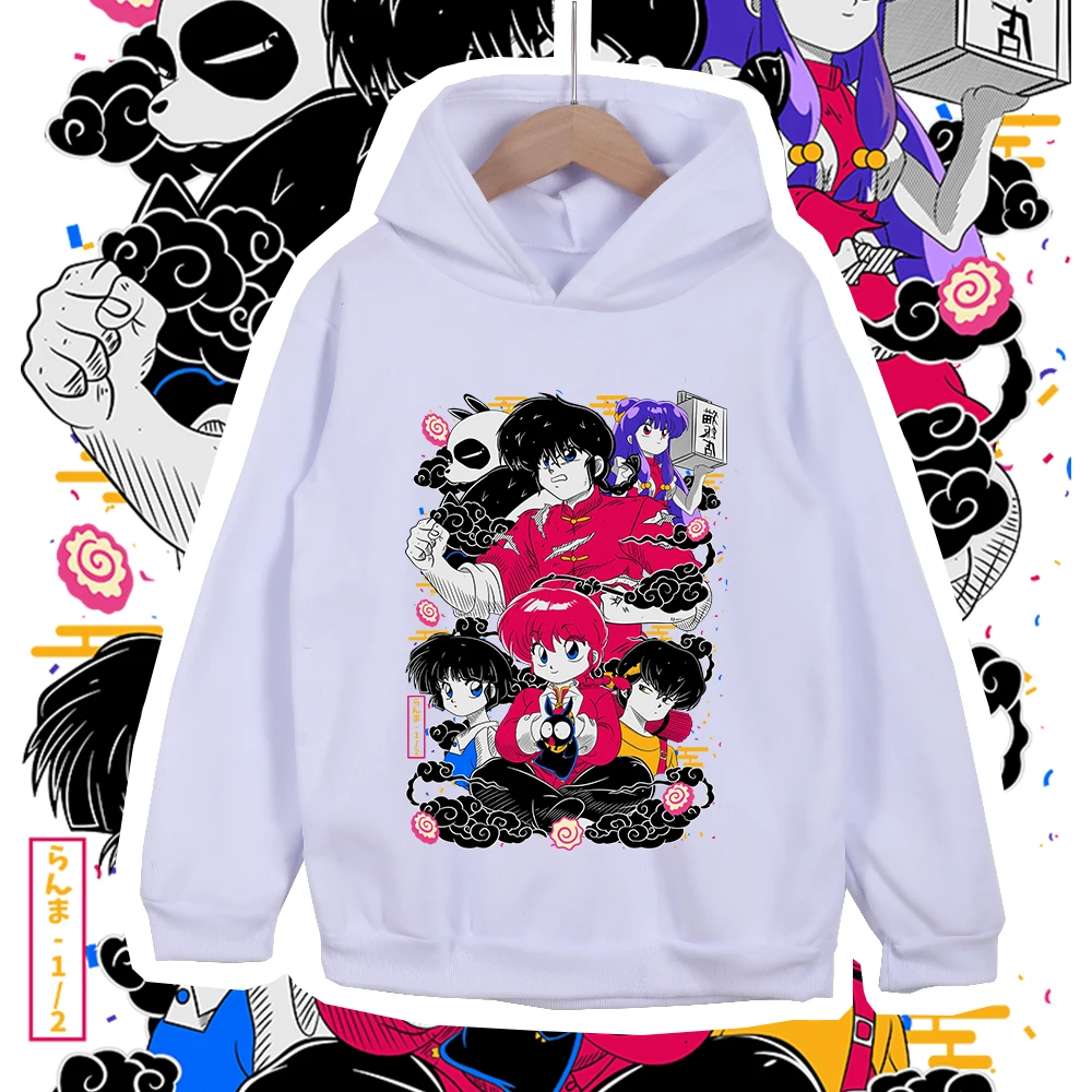 Kids Cartoon Ranma Characters Print Cotton Hoodie Sweatshirt for Boys Girls 100-160cm Unisex Anime Pullover photo 1