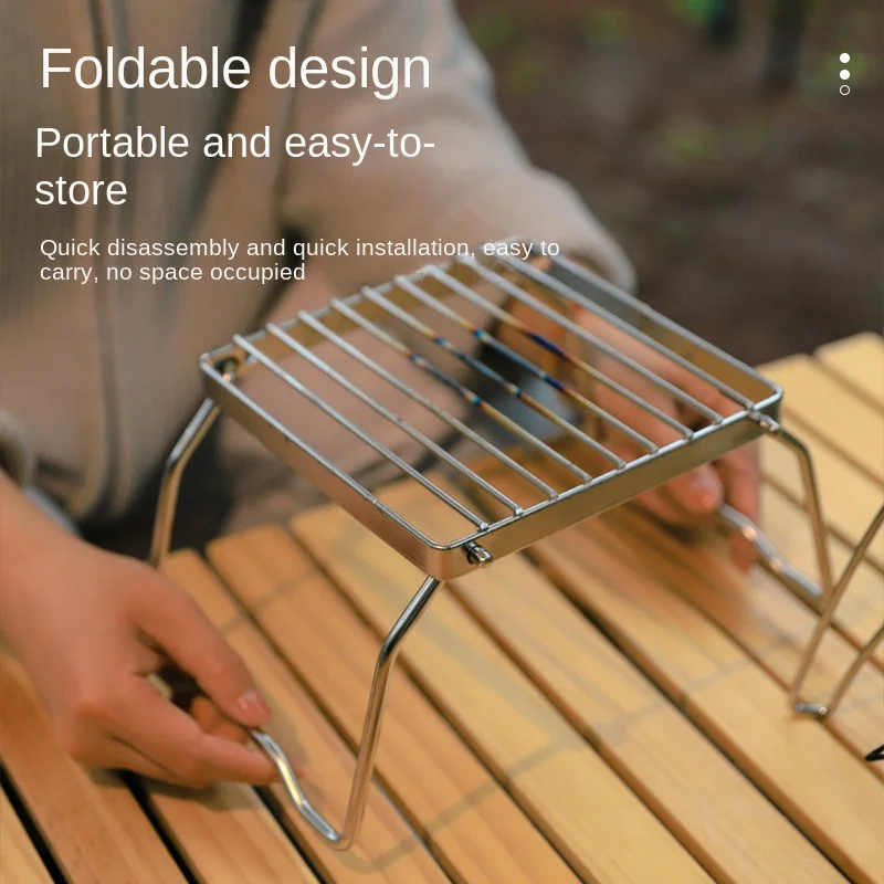 Outdoor Stainless Steel Stove Holder Camping Portable Folding Mini Barbecue Rack Pot Holder Baking Tray Holder photo 5