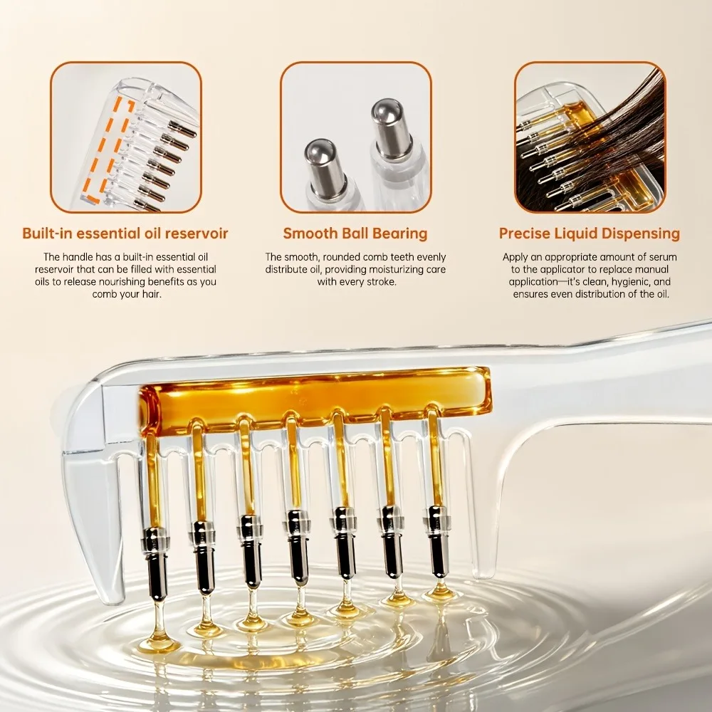 Portable Transparent Hair Root Comb Liquid Guide Applicator Scalp Massage Comb Hair Oil Serum Brush Anti-Leak Hair Care Tool photo 2