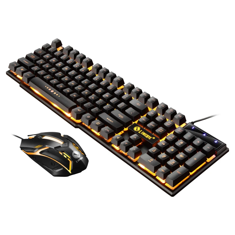 USB Wired Gaming Keyboard Mouse Set PC Rainbow Colorful LED Backlit  Gamer Gaming Mouse and Keyboard Combos Kit Home Office photo 1
