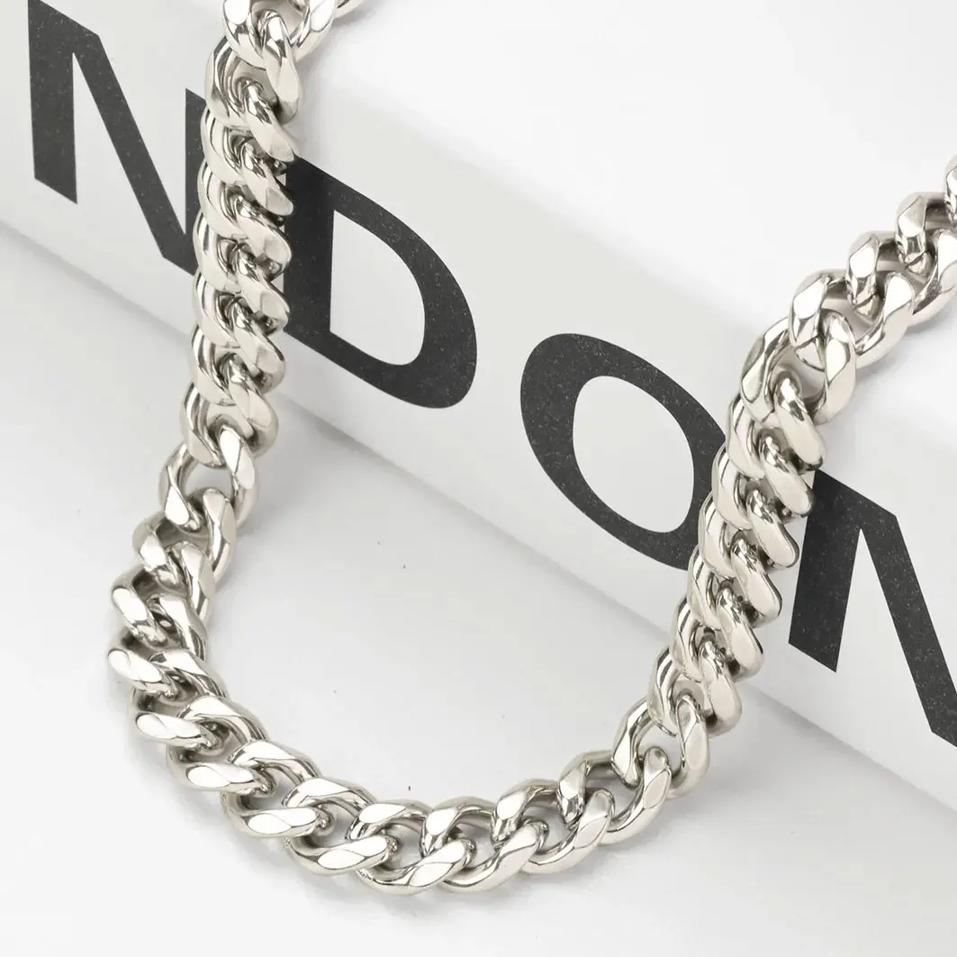 Men's Stainless Steel Cuban Link Chain Necklace Minimalist Hip Hop Silver Chain Necklace photo 5