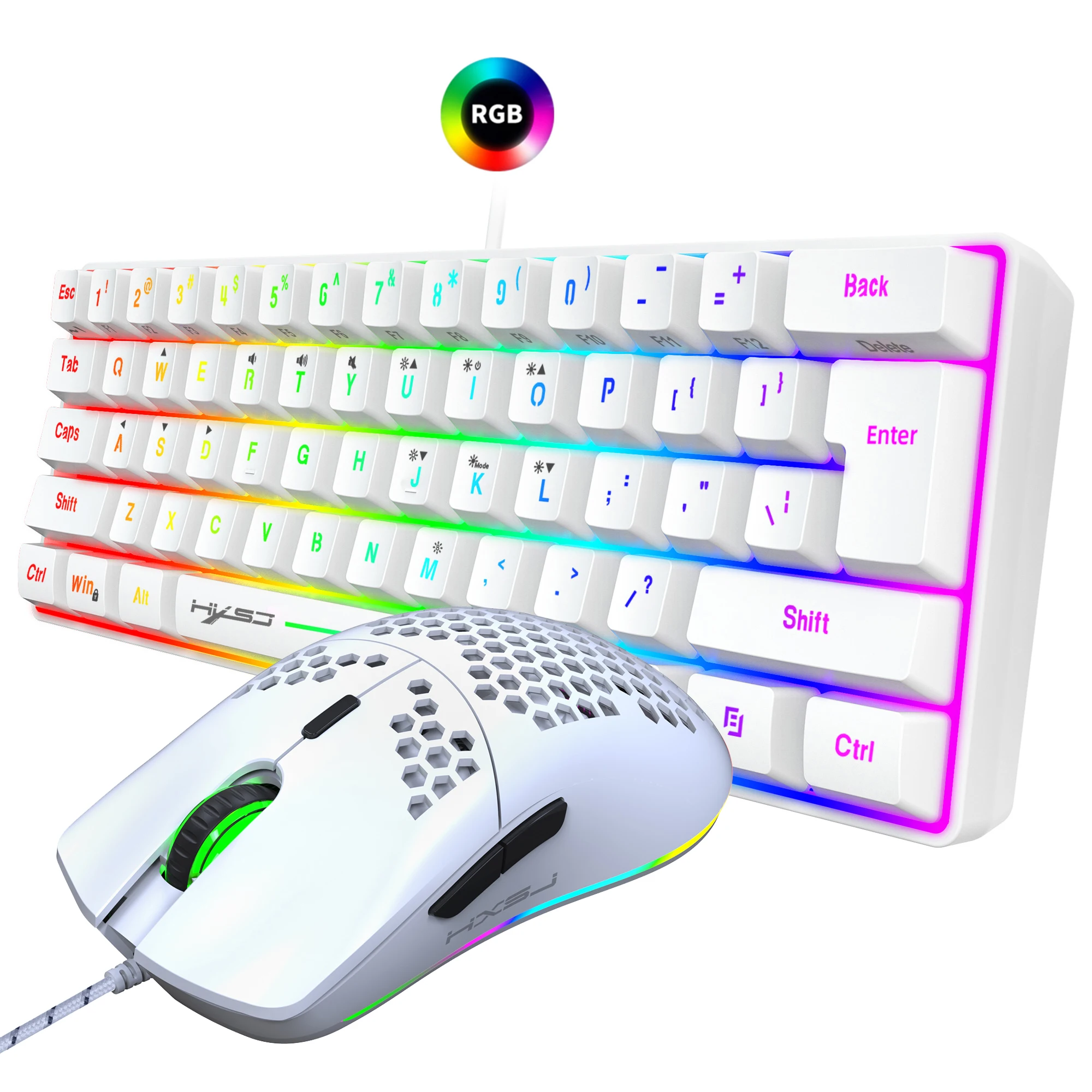 Hot Selling HXSJ 61 Keys V700 RGB Luminous Mechanical Feel Keyboard and Mouse Combos Gaming Set for Computer Game photo 3