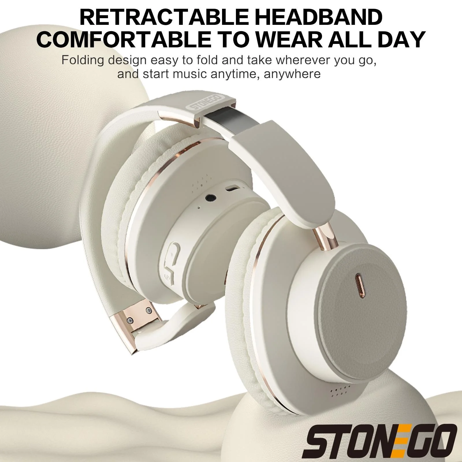Bluetooth Headphones Wireless Headset Over Ear Foldable Portable Fashion Aesthetic Design With 24H Long Battery Life Premium Hi-Fi Stereo Sound All Day Comfortable Fit For Photography Props Travel Sports Gym Workout Gaming School Office Use And Study photo 5