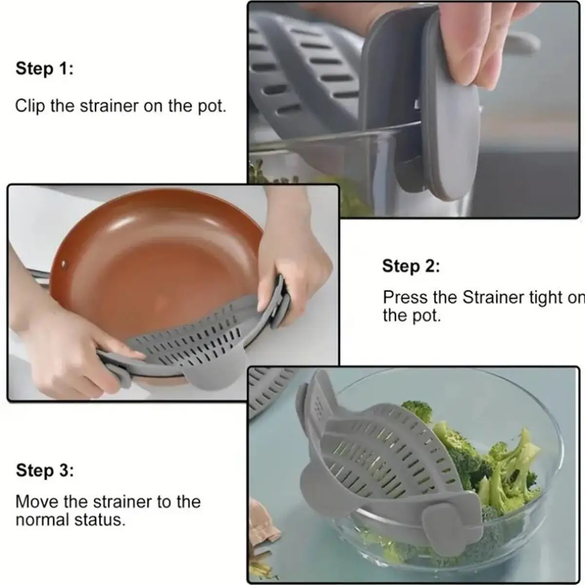 1pc, Strainer, Pot Strainer, Adjustable Clip On Strainer For Pots Pans And Bowls, Kitchen Pot Strainer photo 4