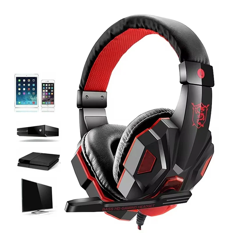 3.5mm Wired Gaming Headphones With LED Light Microphone Subwoofer Earphone Noise Cancelling Headset For Computer PS5 Xbox Switch photo 1