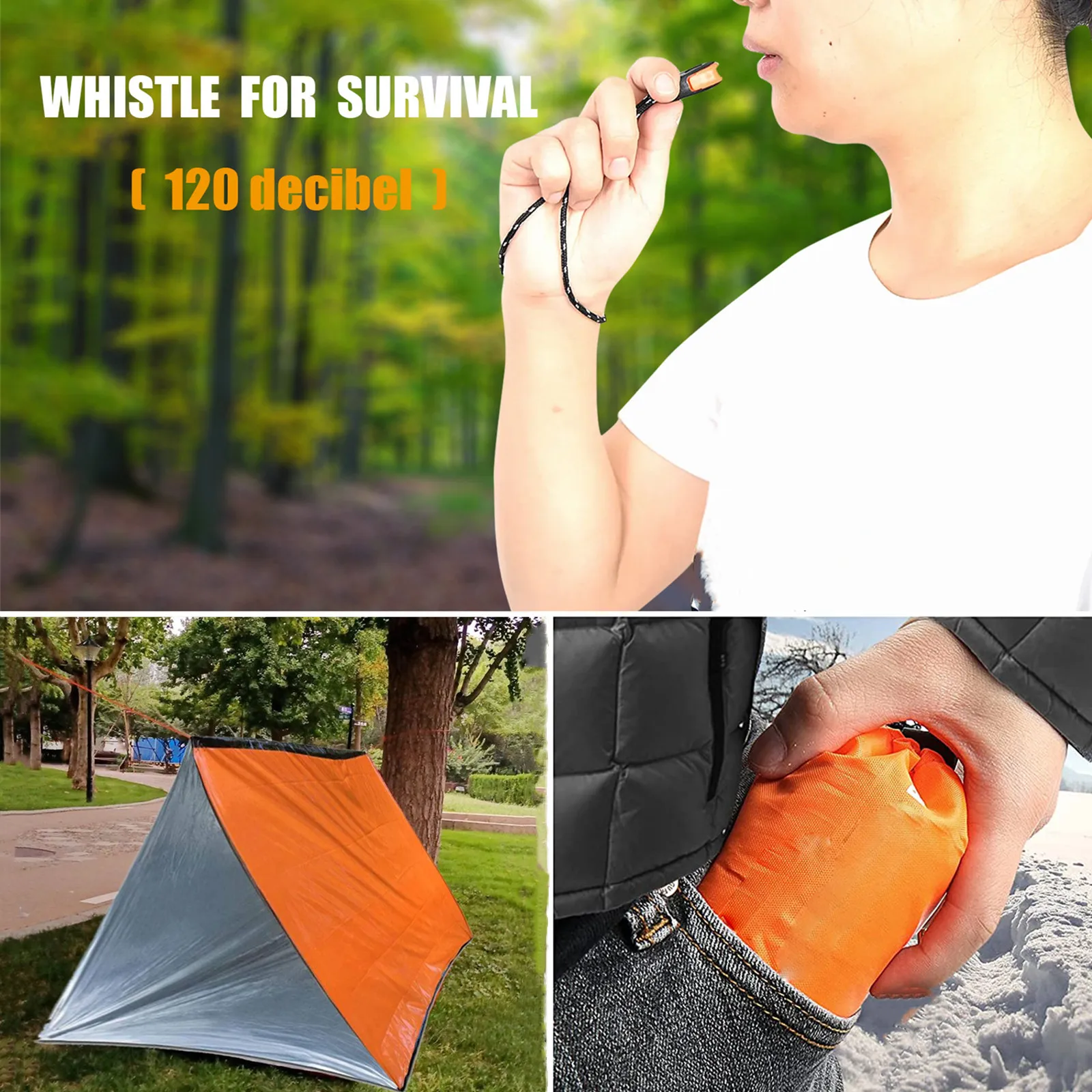 2 Person Emergency Shelter Bivy Survival Tent Kit Mylar Tube Tent Sleeping Bag Waterproof Outdoor SOS Thermal Blanket Reusable photo 6