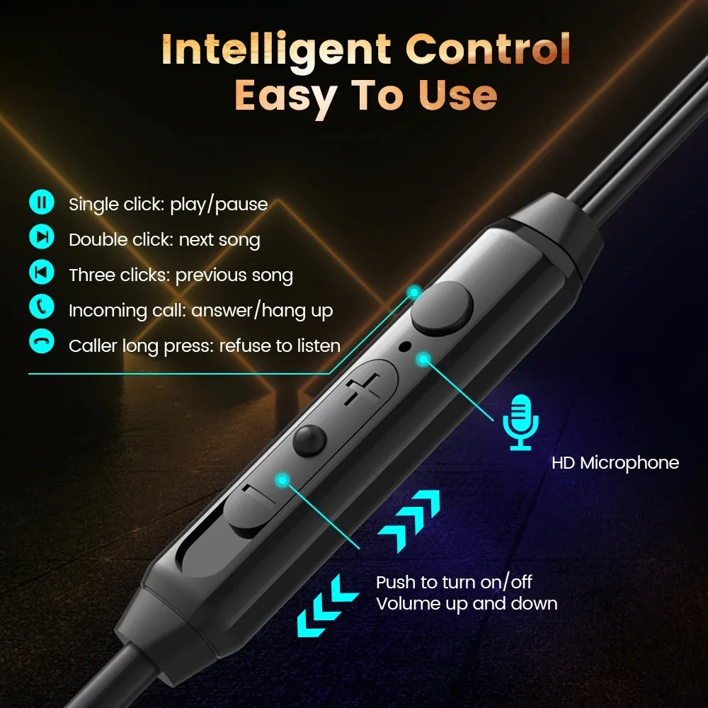EARDECO Gaming Earbuds HD Mic Wired Headphones Bass HIFI Wired Earphone Headphone Headset Earhook Auriculares Noise Reduction photo 6