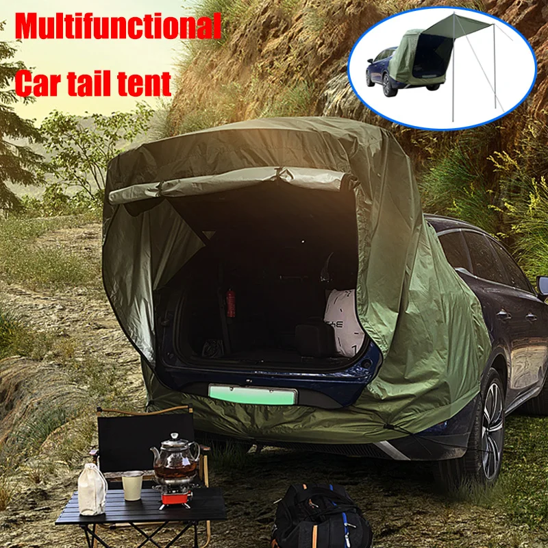 Outdoor Car Rear Tent Camping Picnic Car Rear Tent with Canopy Car Rear Extension Tent Sunshine-Proof Rain-Proof Car Rear Tent photo 1
