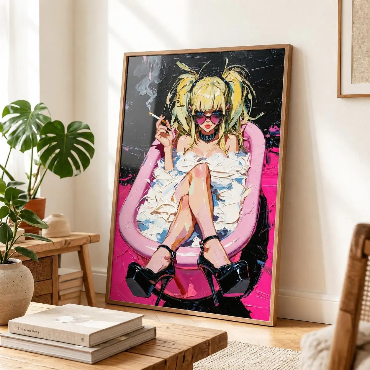 Retro 90s Anime Textured Punk Girl Poster - Unframed Abstract Alternative Anime Wall Art Poster for Goth Living Room Decorations photo 2