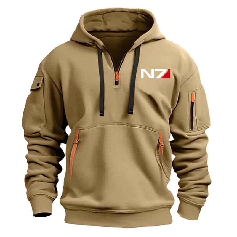 N7 Mass Effect Half zipper oversized Hoodie Men loose Anime Hooded Sweatshirt Women print Fleece cotton Sweetshirt Streetwear photo 6