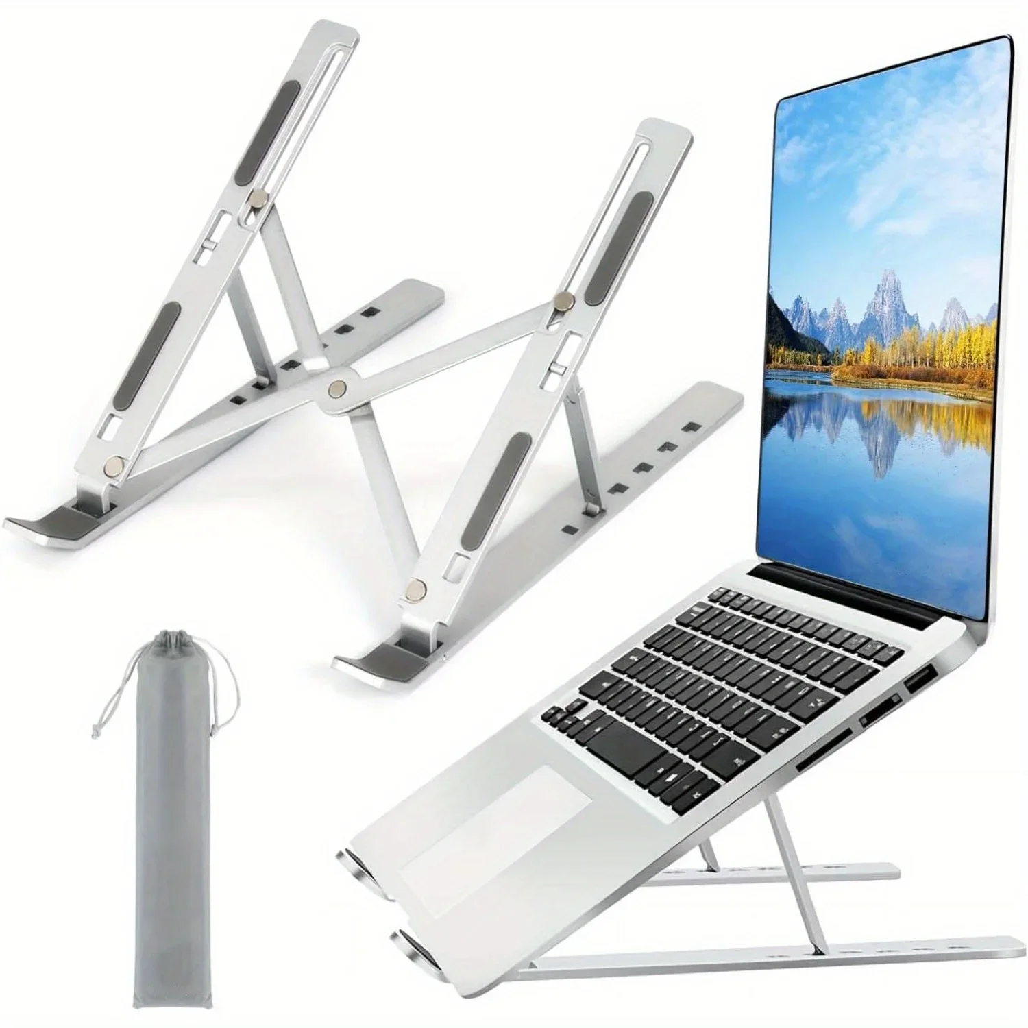 6‑Level Adjustable Laptop Stand - Foldable & Portable Design for 8‑14" Laptops & Tablets, Enhanced Ventilation & Heat Management photo 1