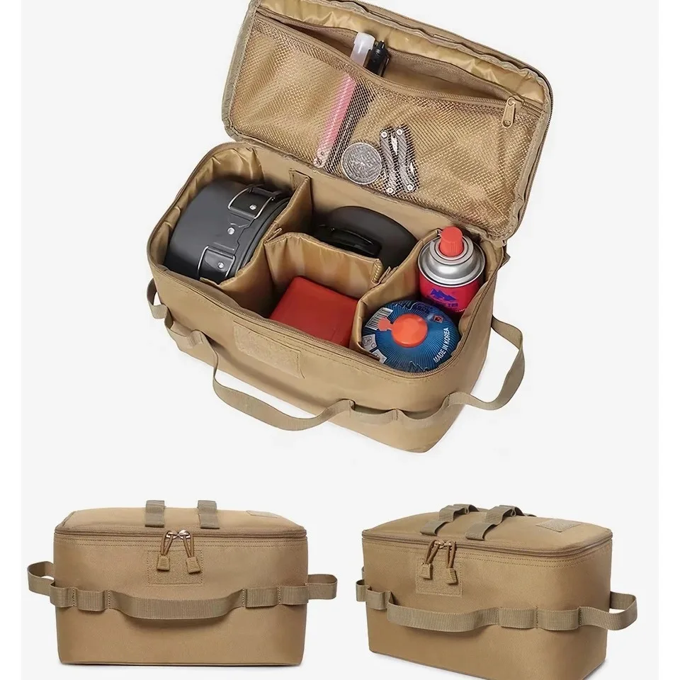 Outdoor Camping Gas Tank Storage Bag Large Capacity Ground Nail Tool Bag Gas Canister Picnic Cookware Utensils Kit Bag photo 1