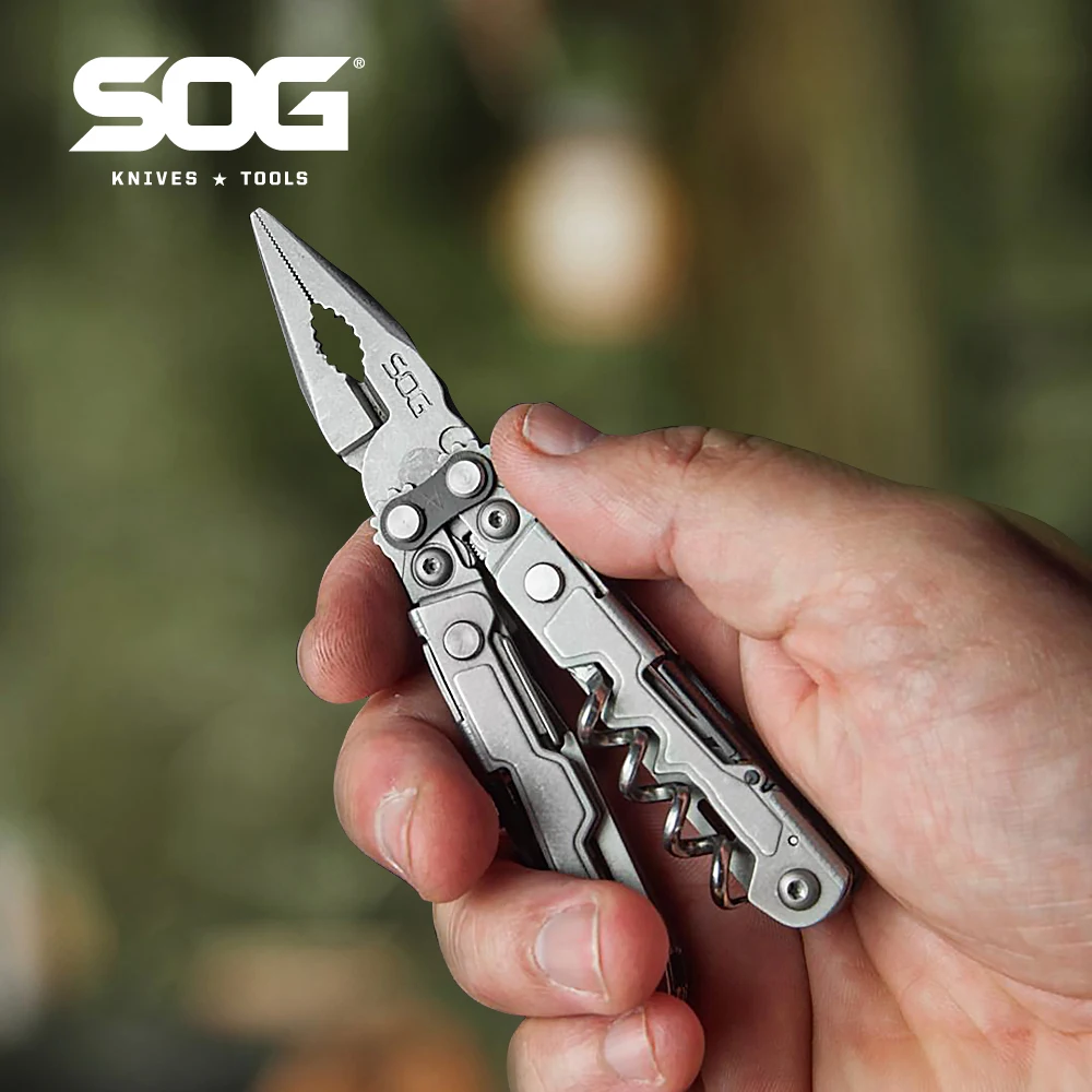 SOG PowerLitre 19 in 1 Mini Multitool Outdoor Pocket Tools W/ Pliers, Scissors, Folding Knife EDC Gear Foldable Camping Supplies photo 1