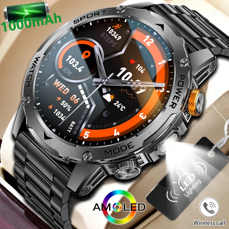 LIGE New Smart Watch Men 1000mAh Large Capacity Battery Outdoor Flashlight Bluetooth Call Waterproof Sport Fitness Smartwatch photo 2