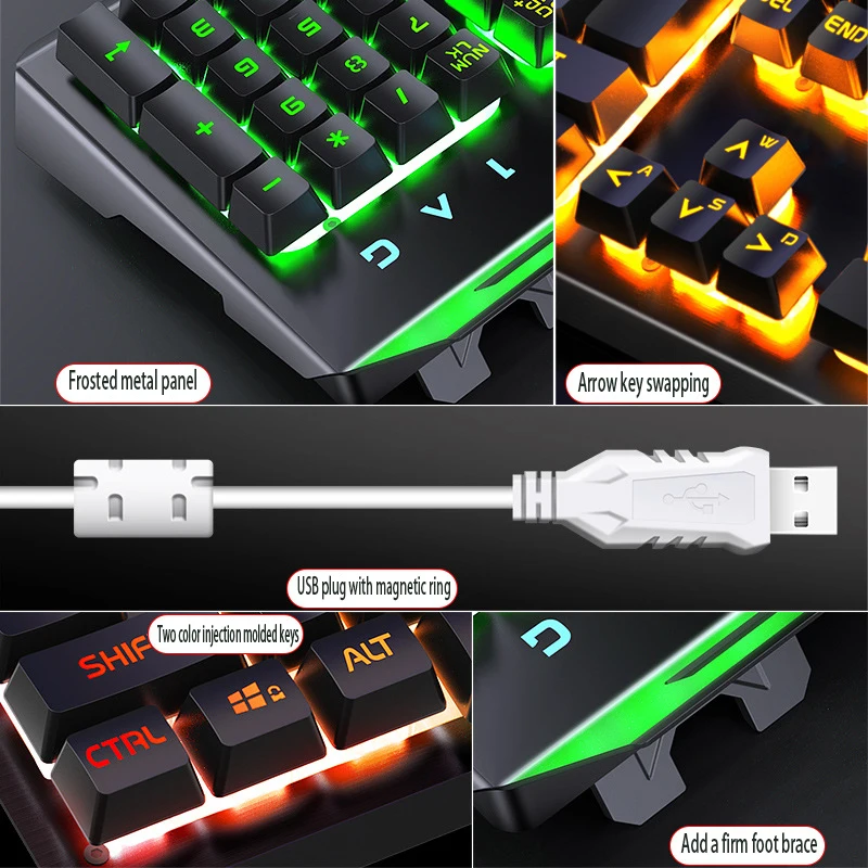 GX2 Wired Combination 104 Keys Mechanical Feel Keyboard and Mouse Replaceable Waterproof RGB Backlight Keyboard And Mouse Cover, photo 2