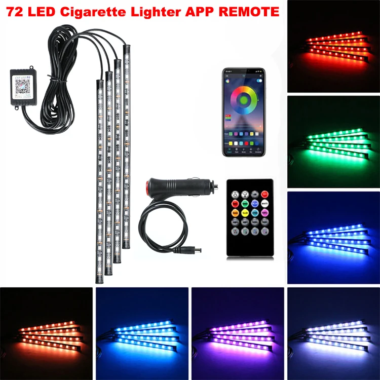Neon LED Car Interior Ambient Foot Strip Light Kit Accessories Backlight Remote App Music Control Auto RGB Decorative Lamps photo 7