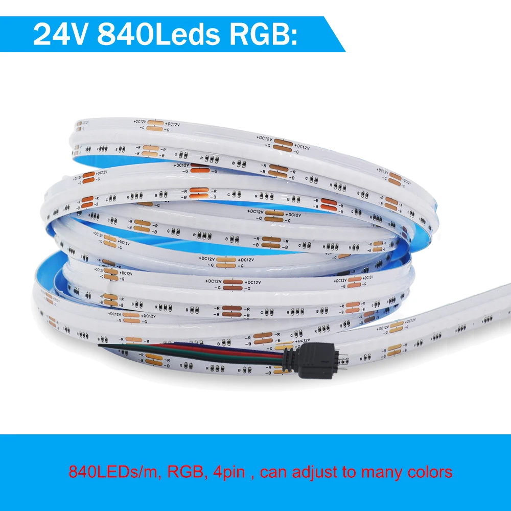24V RGBCCT/RGB/RGBW/RGBWW COB LED Strip Light DC 12V 784 840LEDs/m High Density Dotless FOB Flex LED Tape Ribbon Lights Bar photo 8